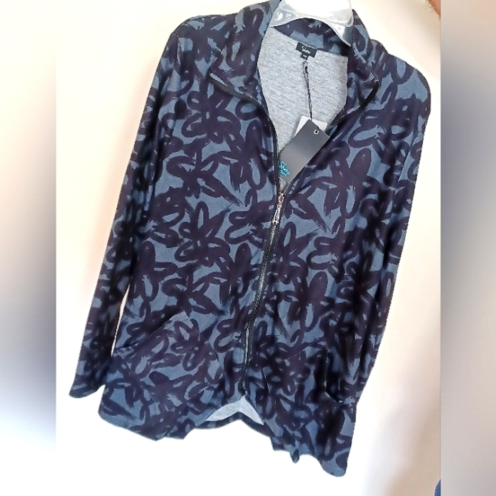 Shana jacket, soft, comfortable, lightweight, blue, zipper,  top, size Medium,
